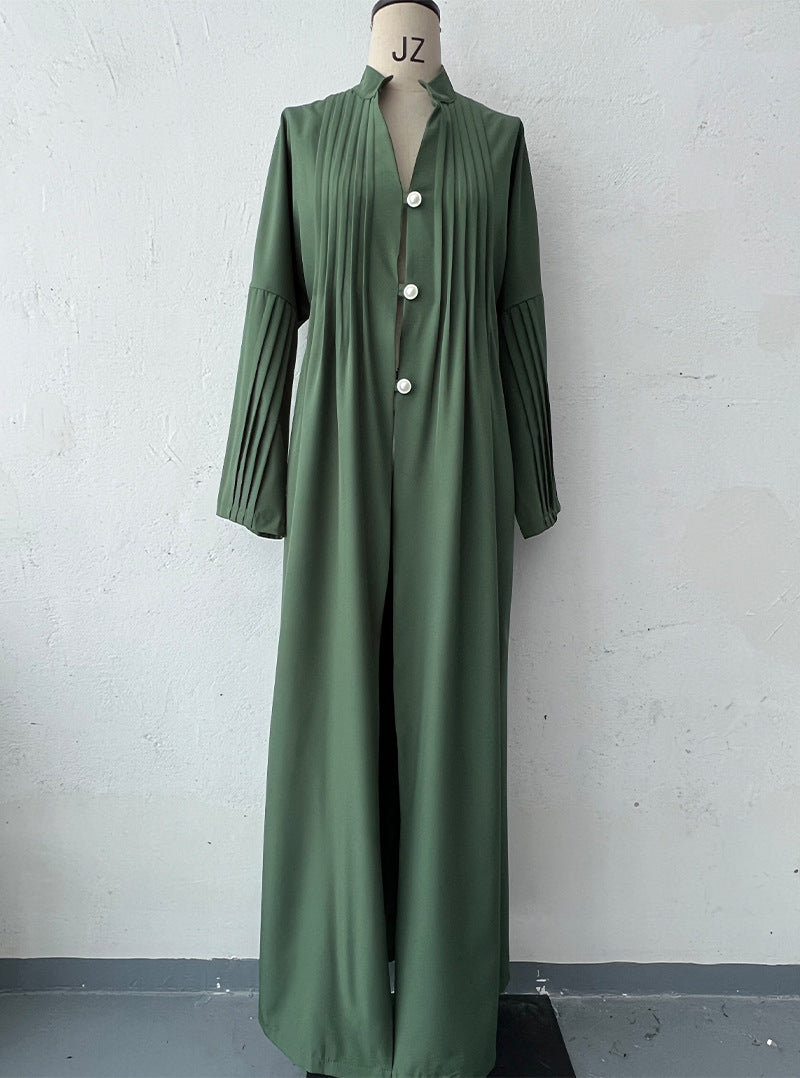 Chic Fashion Pleated Loose Long Shirt Coat 10