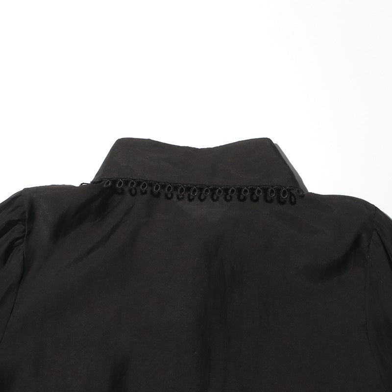 Elegant spring single-breasted shirt ruffled short skirt two-piece suit 18