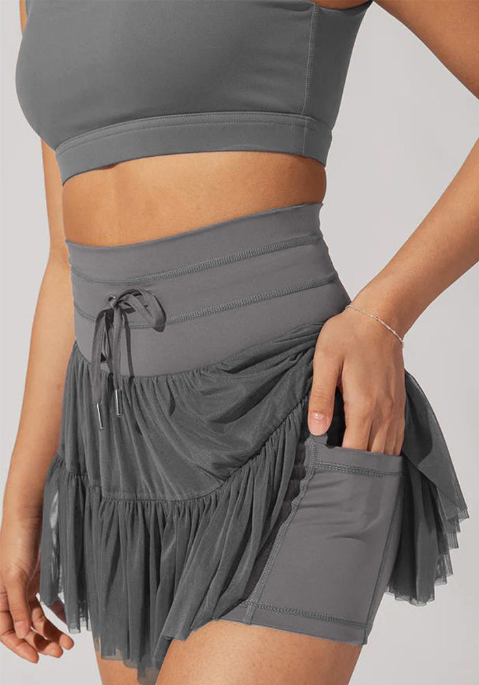 Women Summer Lace-up Pleated Skirt