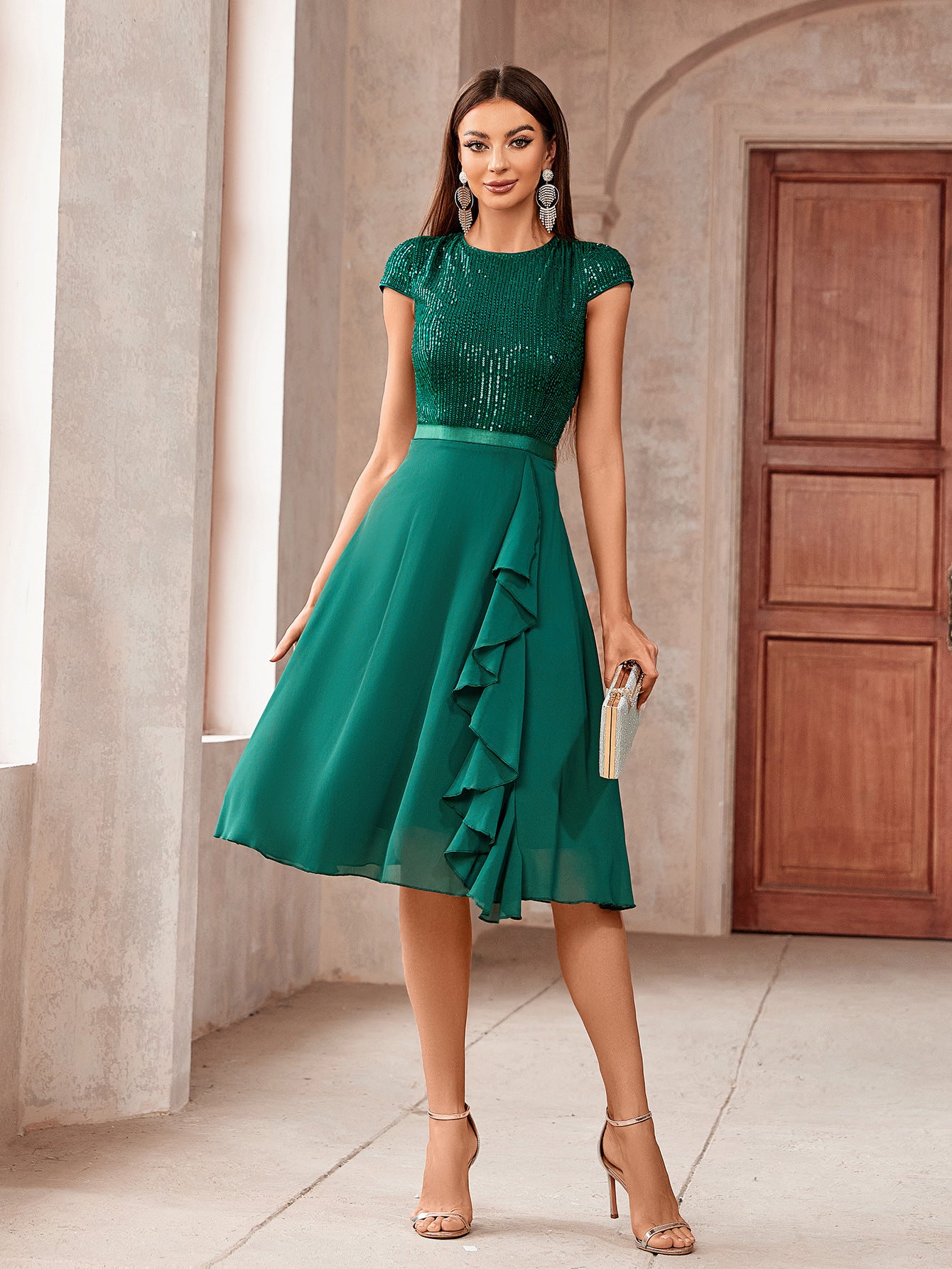 Solid Color Spring Summer Women's Short-Sleeved Slim-Fit Women's Dress 4