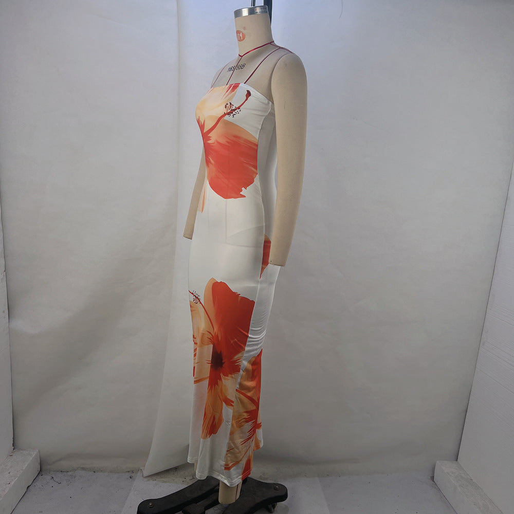 Women Summer Print Sexy Strapless Bodycon Dress 7