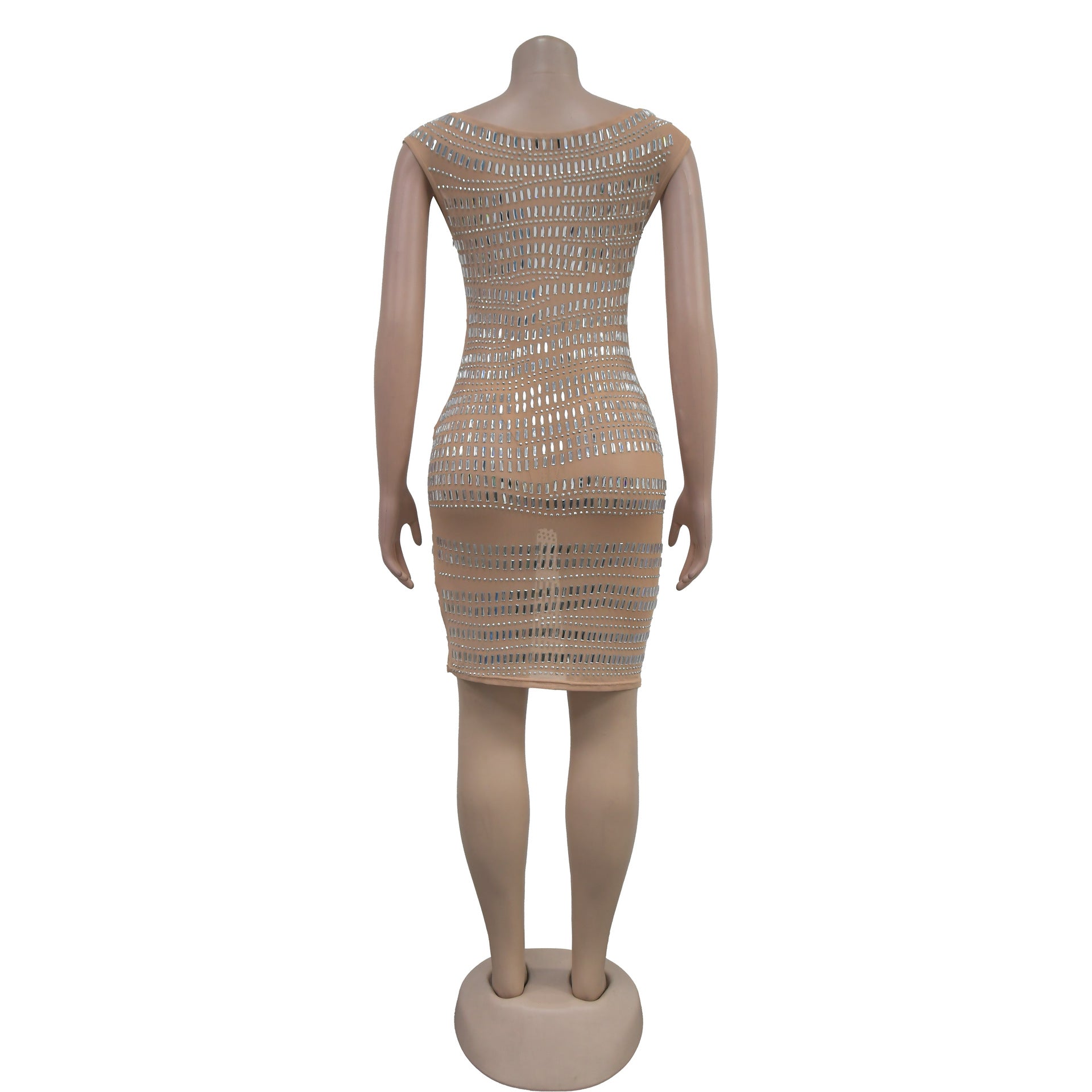 Fashion Women's Off Shoulder Slim Beaded Bodycon Dress 9