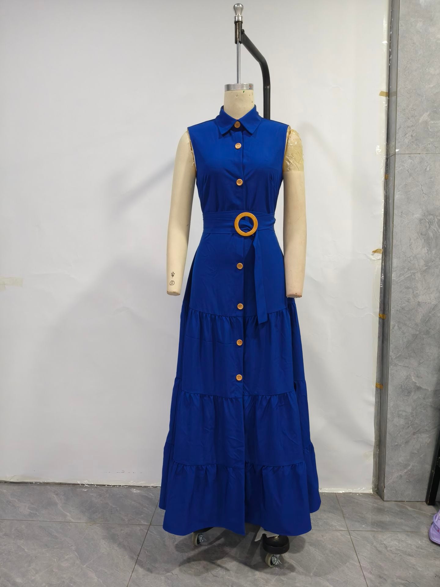 Fashion Solid Color Sleeveless Slit Long Dress 4