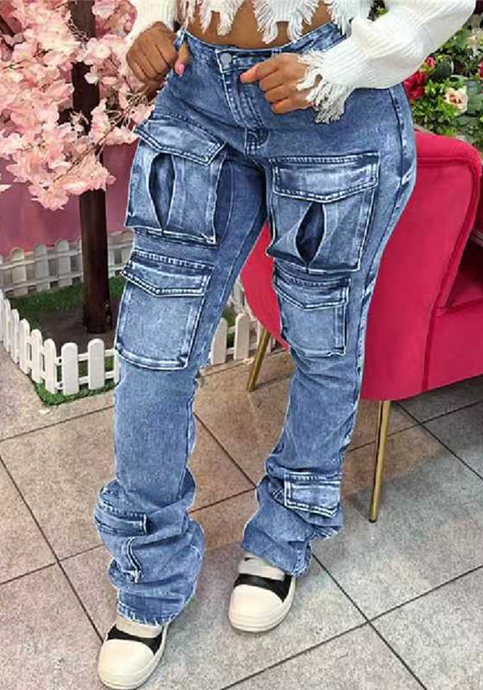 Women Stretchy Cargo Denim Pant