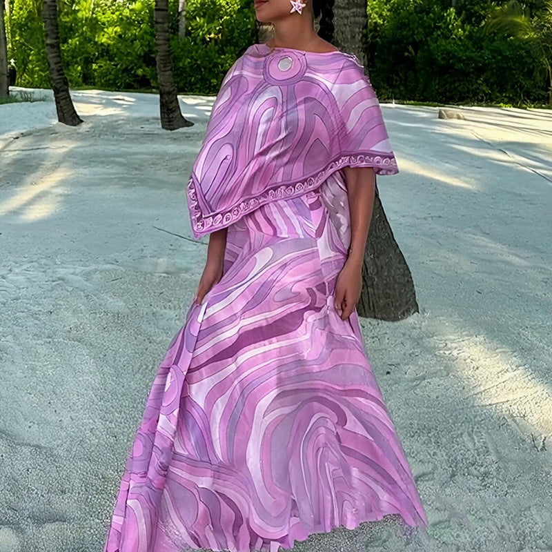 Women Summer Sexy Irregular Holiday Dress Two-Piece Set 3