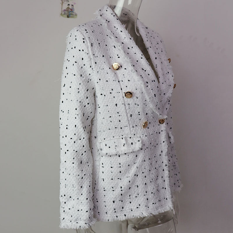 Women Autumn and Winter Turndown Collar Double-Breasted Blazer 20