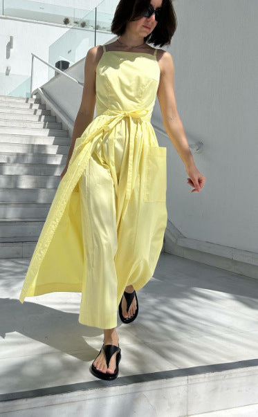 Women's Solid Color Strap Sleeveless Casual Loose Fashion Sundress 13