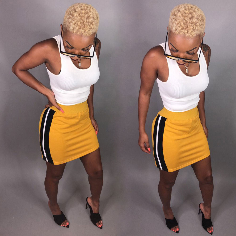 Autumn And Winter Two Piece Set Patchwork Casual Sports Long-Sleeved Jacket Short Skirt Set For Women 5