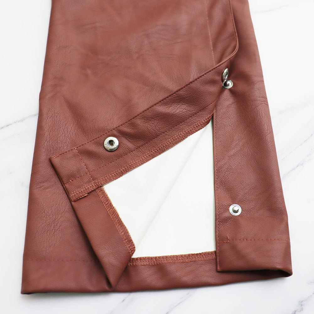 Solid color high-waisted straight trousers Chic autumn and winter leather pants 12