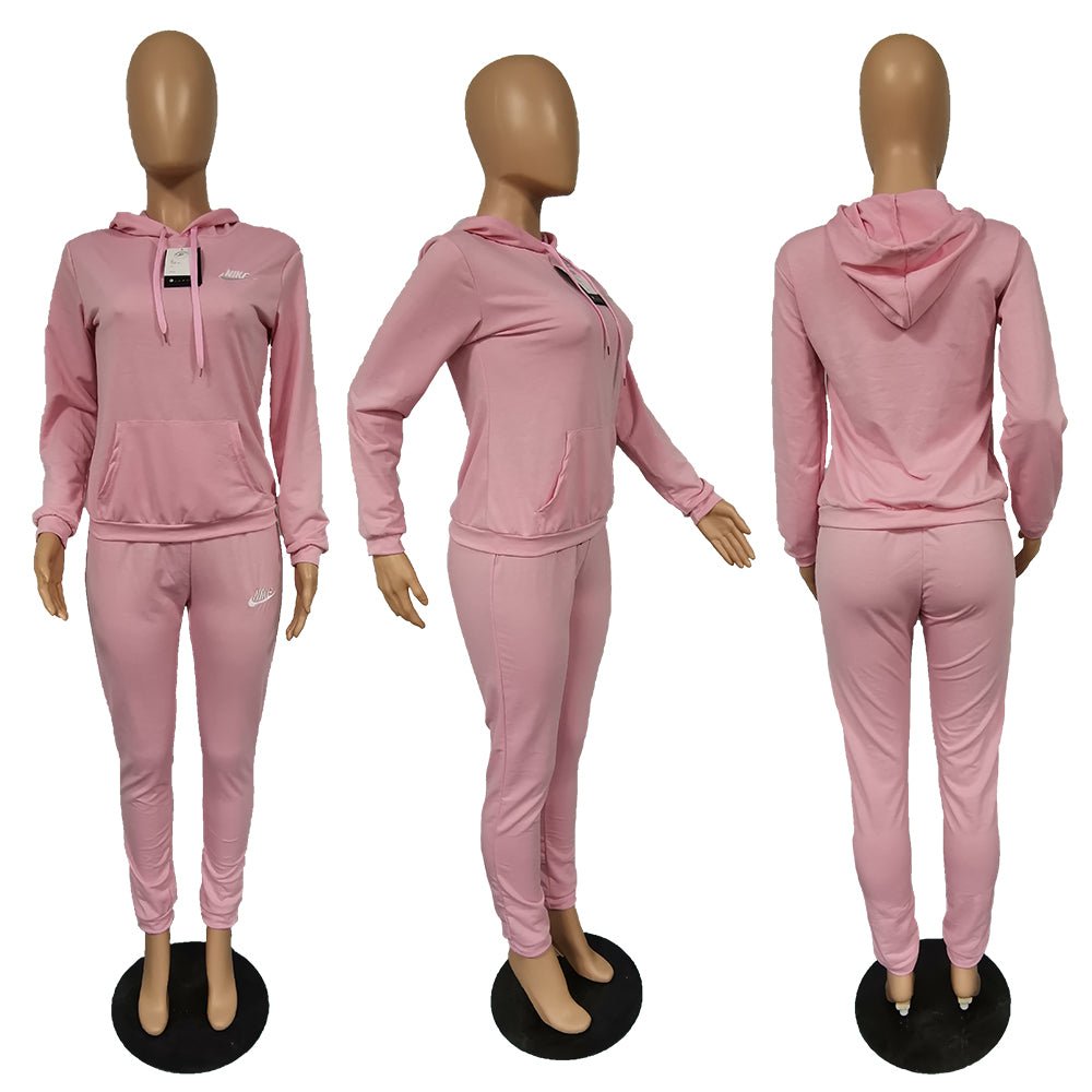 Women's Fashion Casual Embroidered Hooded Two-Piece Pants Set 25