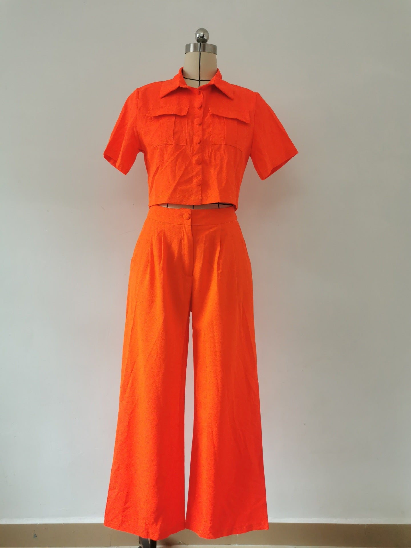 Women Summer Ladies Short Sleeve Chic Fashion Casual Women Two-Piece Pants Set 19