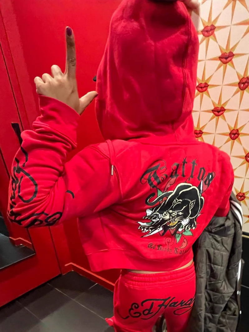 Women Fashion Casual Ladies Printed Hoodie Pants Set Sportswear 6