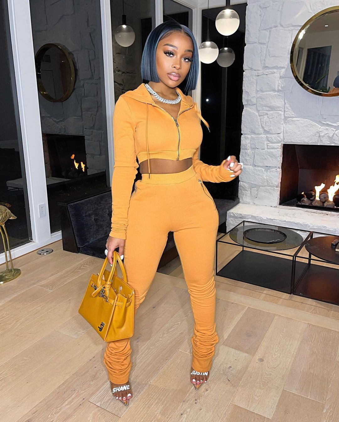 Fashion Casual Women's Hooded Long-Sleeved Top Pants Set Two-Piece Set 4