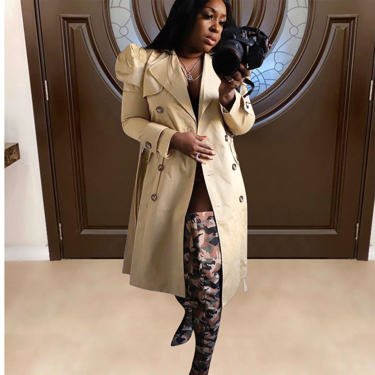 Women's versatile long windbreaker jacket 3