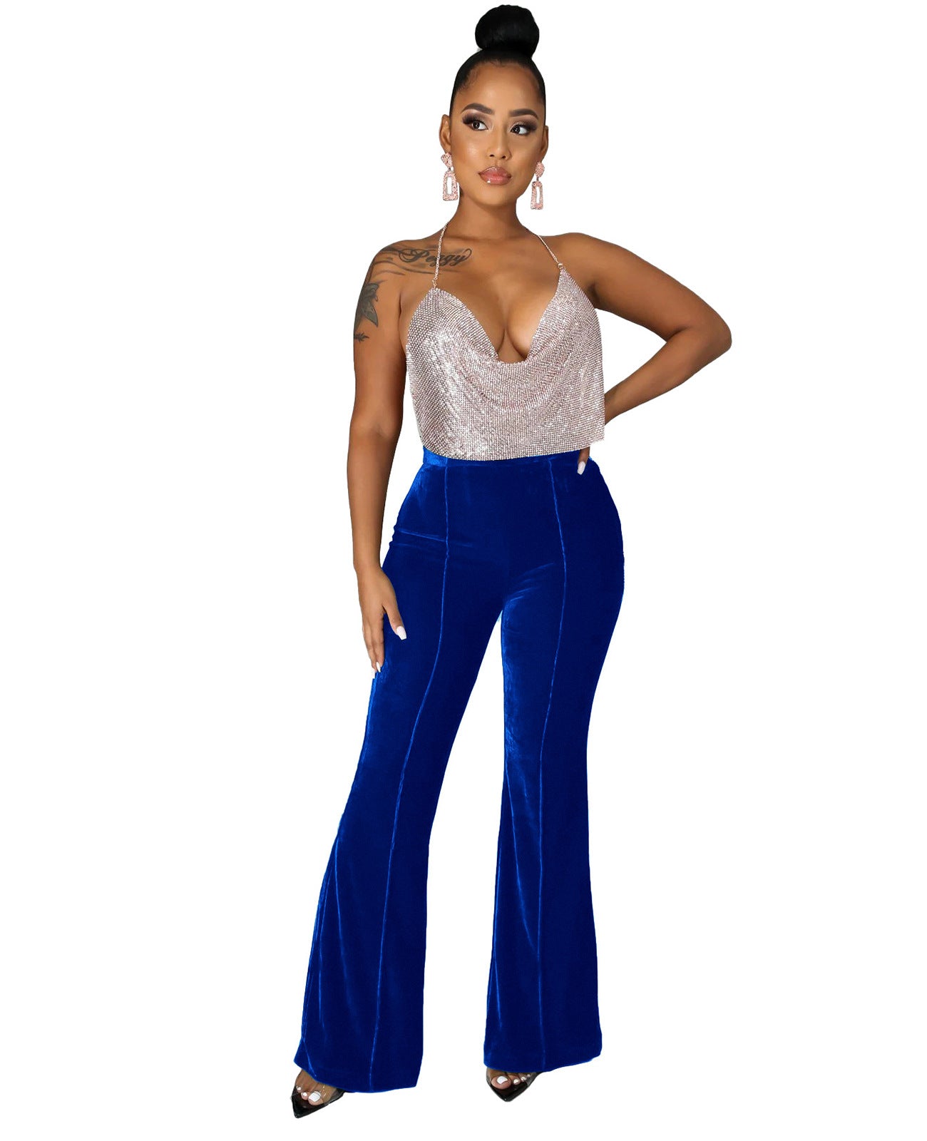 Women's Fall/Winter Bell Bottom Mid Waist Casual Pants 3