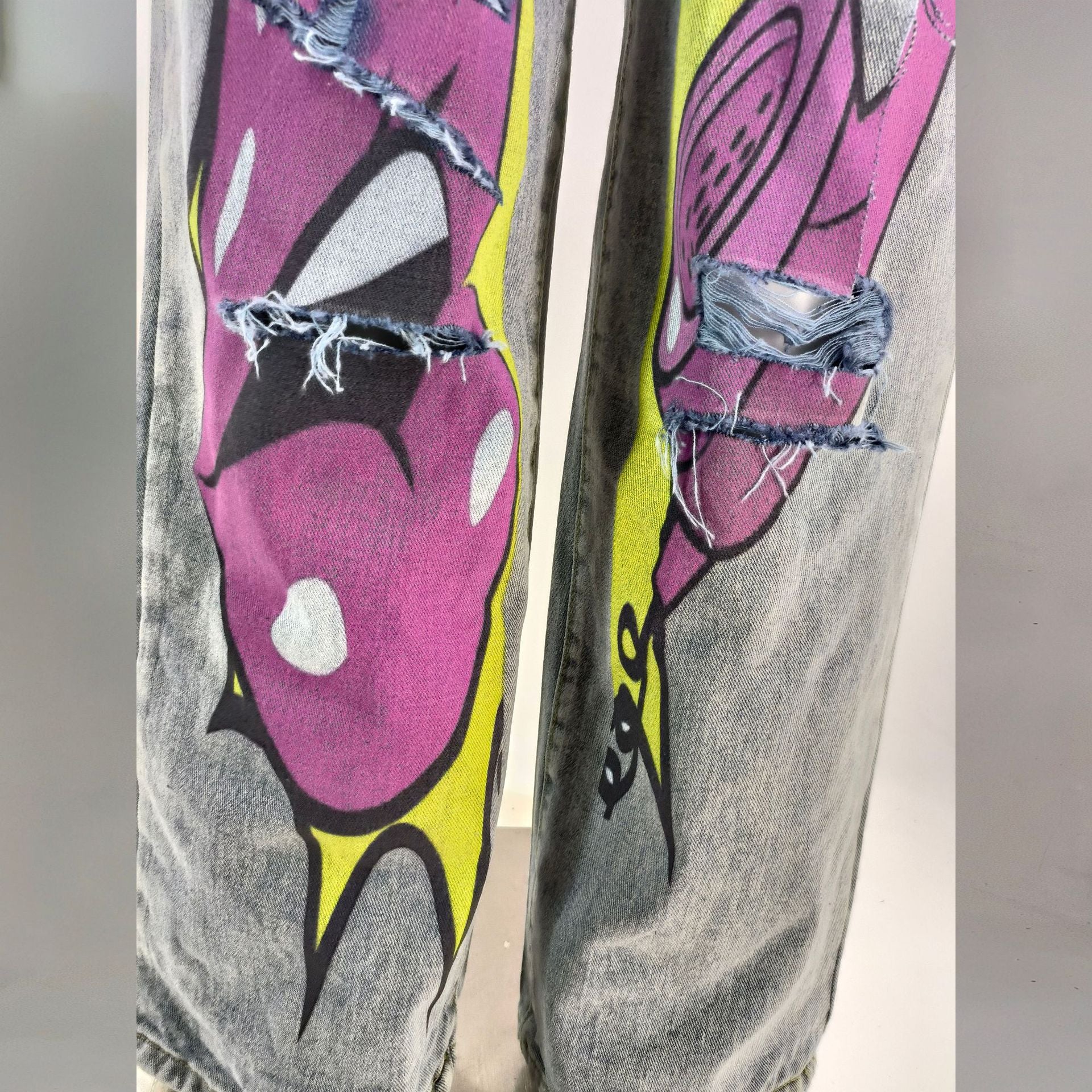 Women Ripped Wide-leg Denim Pants 8