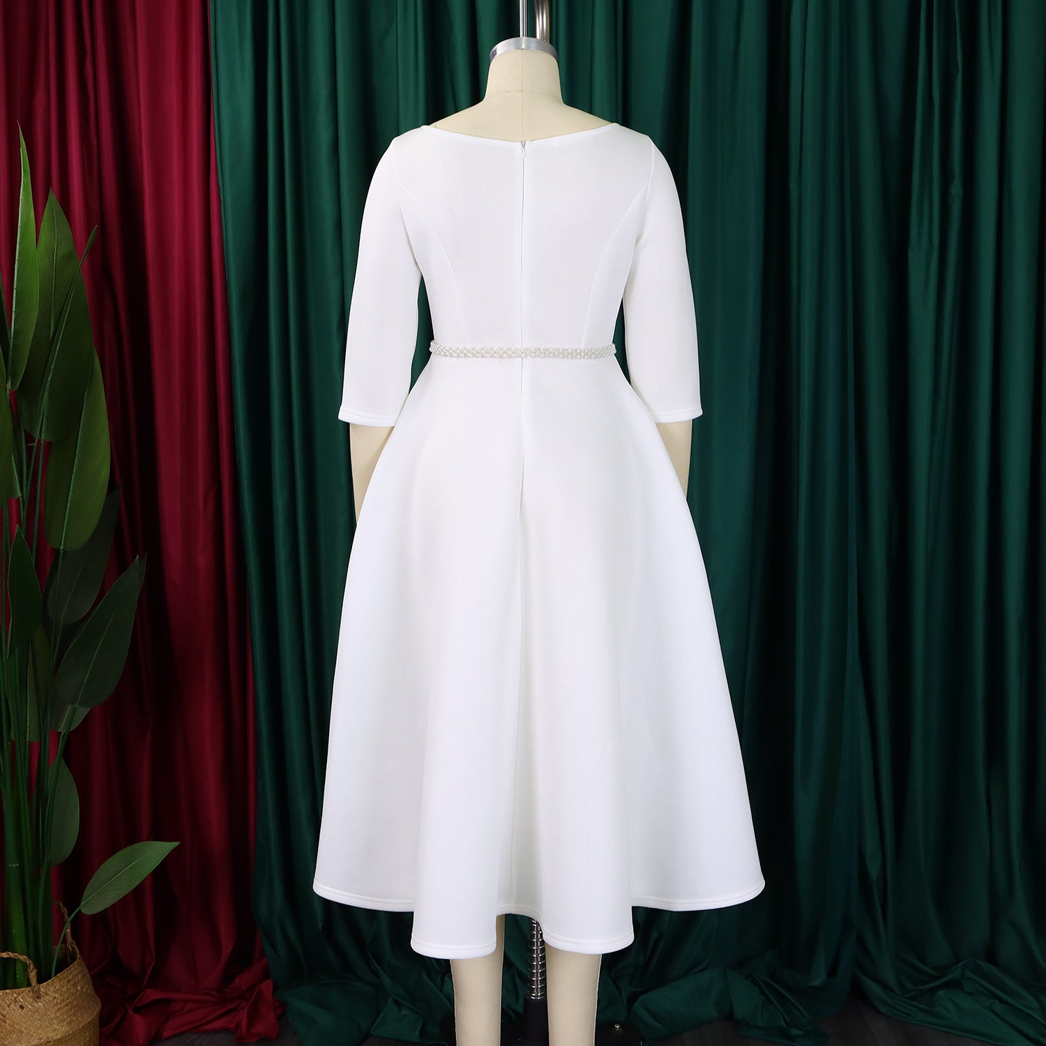 Autumn Winter Solid Color Elegant A-Line Chic Evening Dress 23