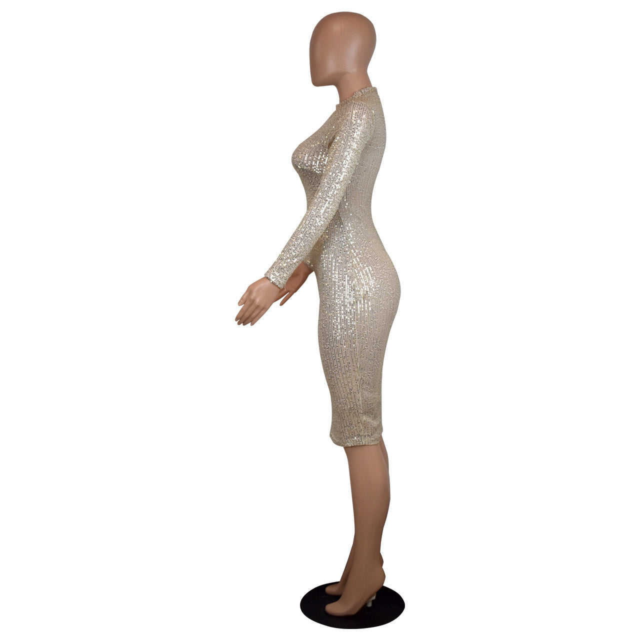 Women Fall Winter Sequin Long Sleeve Sexy Bodycon Dress 9