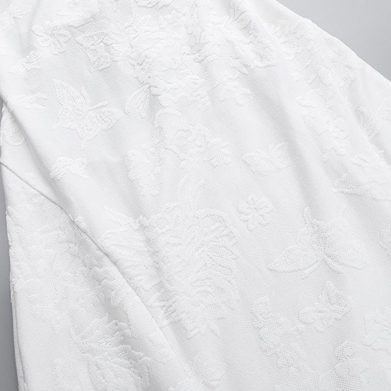 Summer Sexy Fashionable Jacquard Strap Low Back Mermaid Long Dress 10