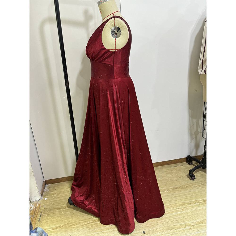 Spring Summer Fashion Elegant Plus Size Strap Slim Formal Party Long Dress 11