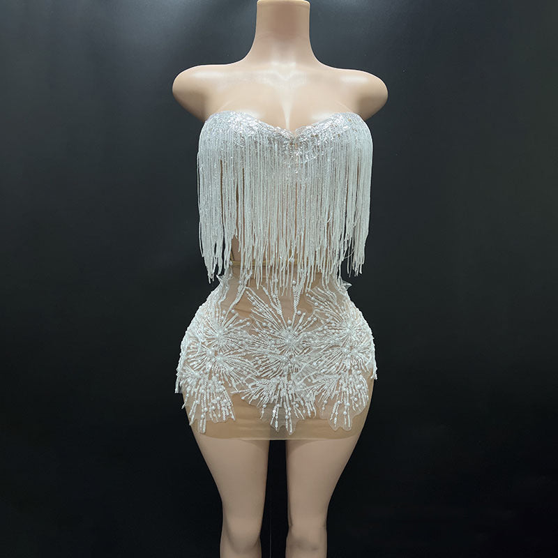 Fashion Halter Neck Strap Mini Dress Nude See-Through Sexy Party Dress 6