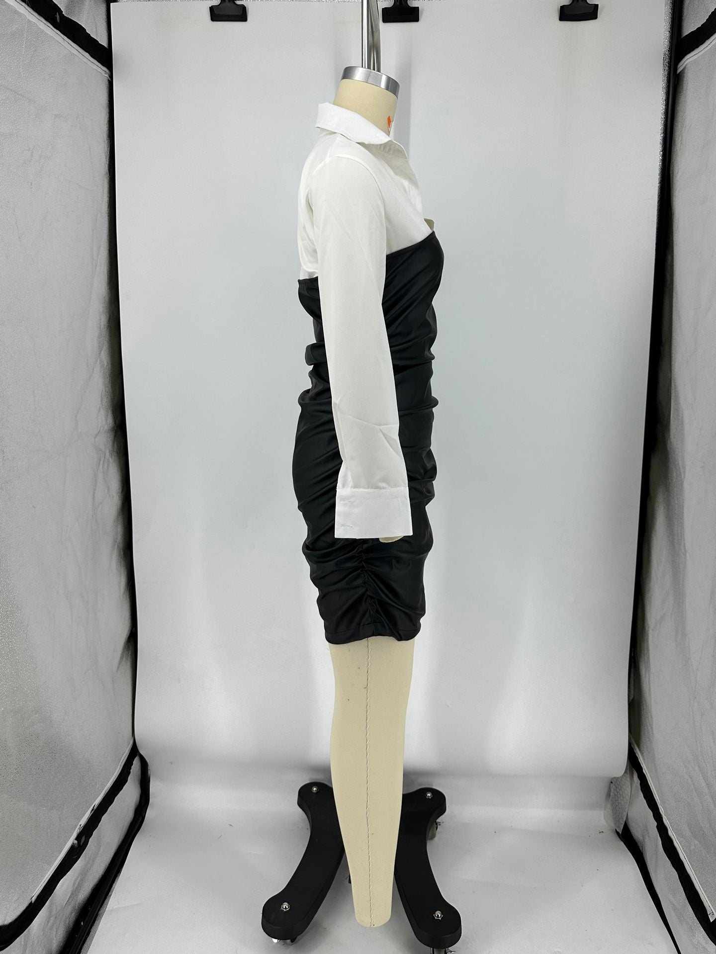 Women's Patchwork Fake Two Piece Pleated Dress 14