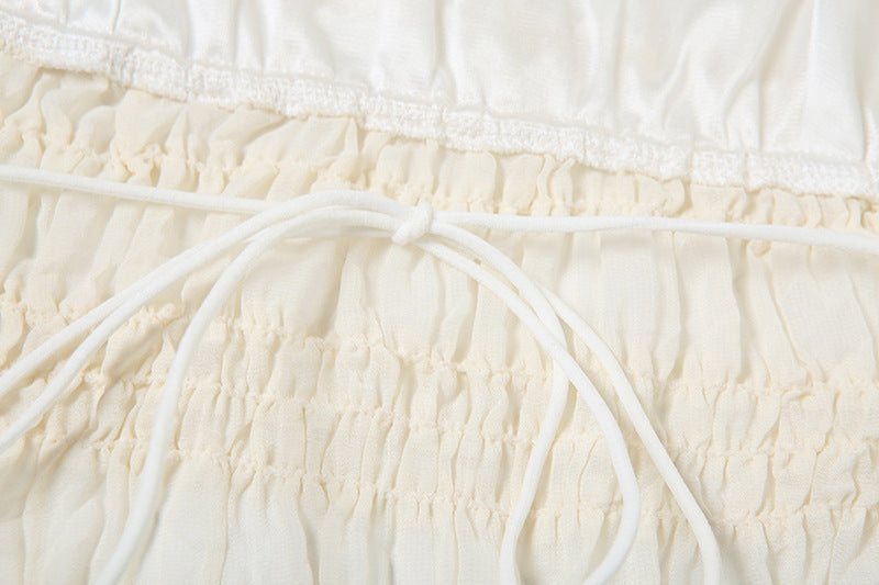 Spring Halter Neck Low Back Vest Pleated Chiffon Sexy Long Skirt Two Piece Set 16