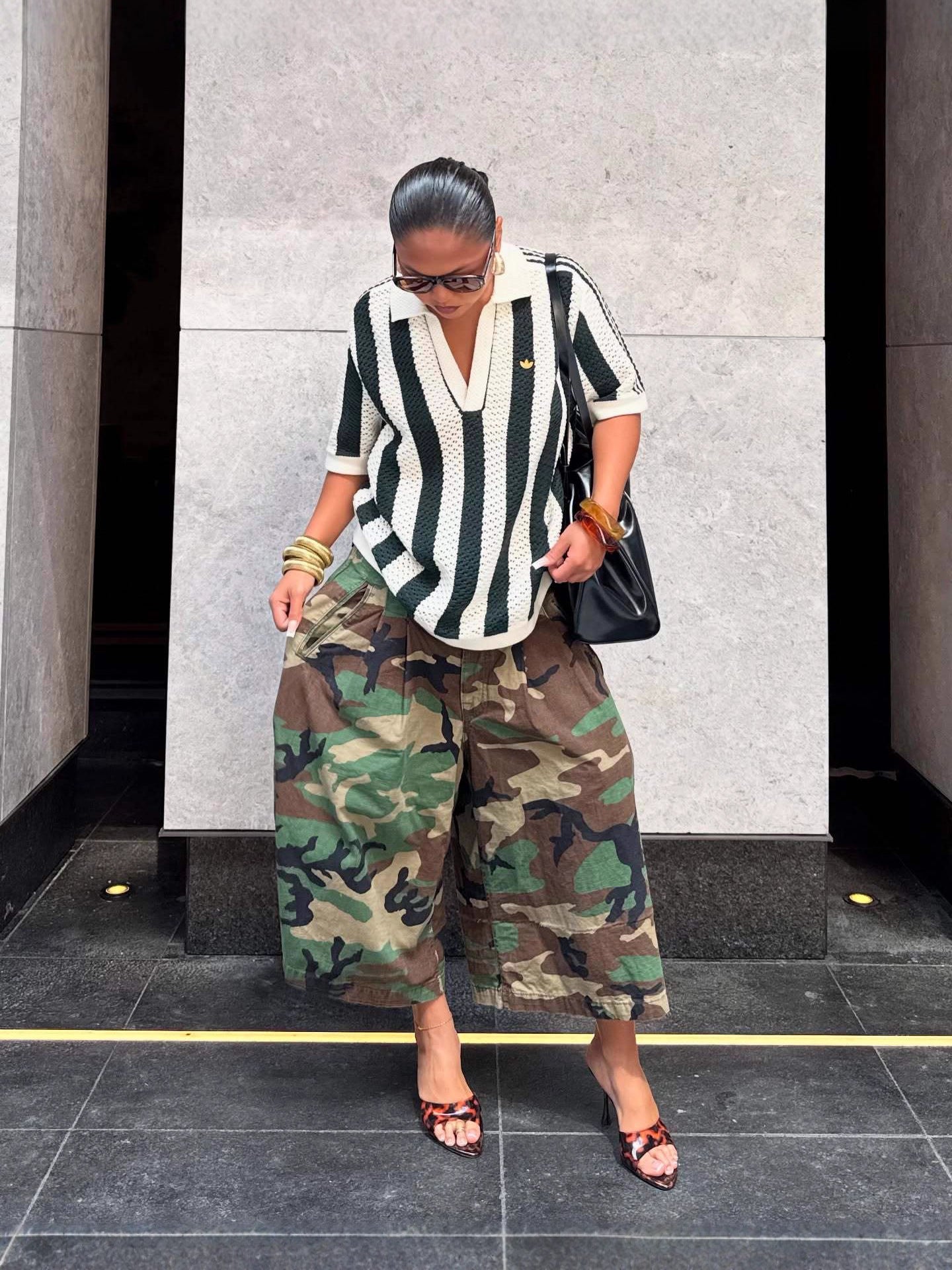 Women's Street Trendy Fashion Casual Camouflage Cargo Style Loose Wide-Leg Pants 4