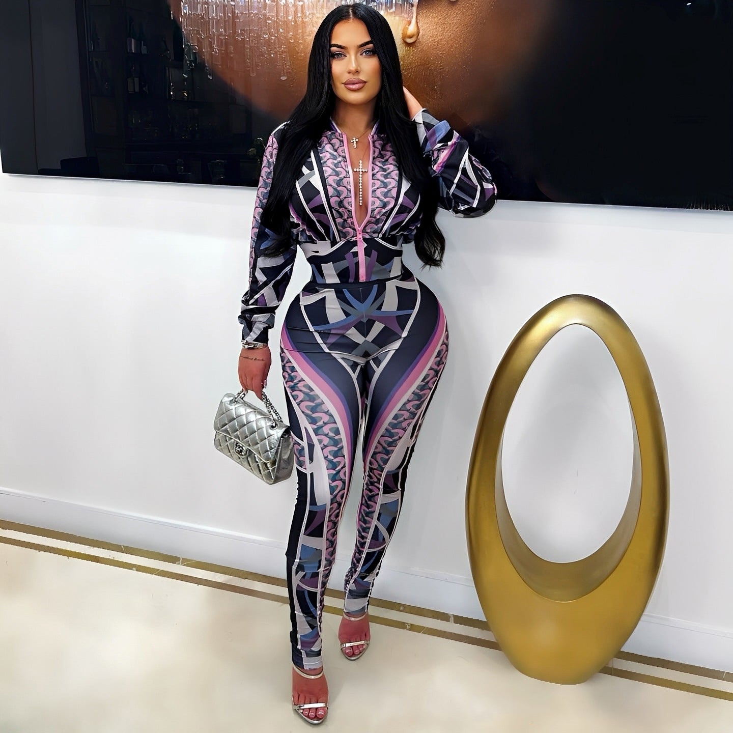 Women's Sport Casual Fashion Print Two-Piece Pants Set