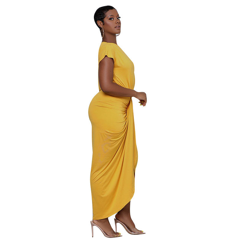 Women Slash Shoulder Irregular Maxi Dress 7