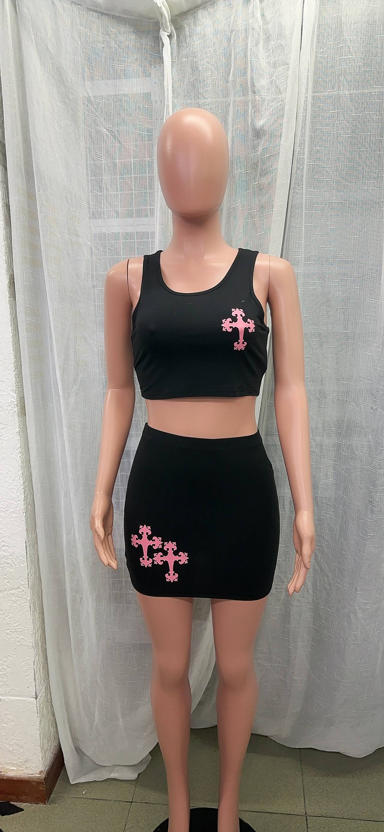 Women Printed Vest and Mini Skirt Two-Piece Set 11