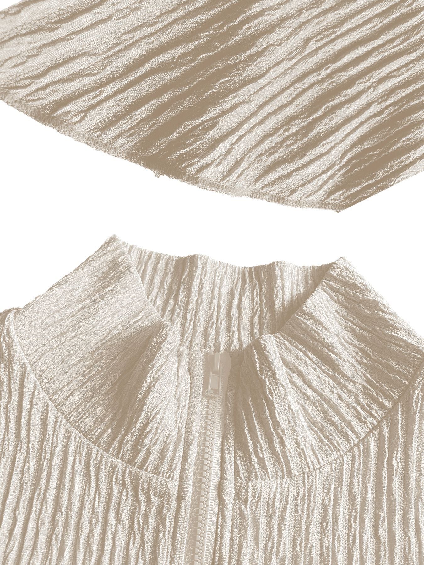 Women Solid Zippered Cropped Top Two-piece set with ruffled skirt 81