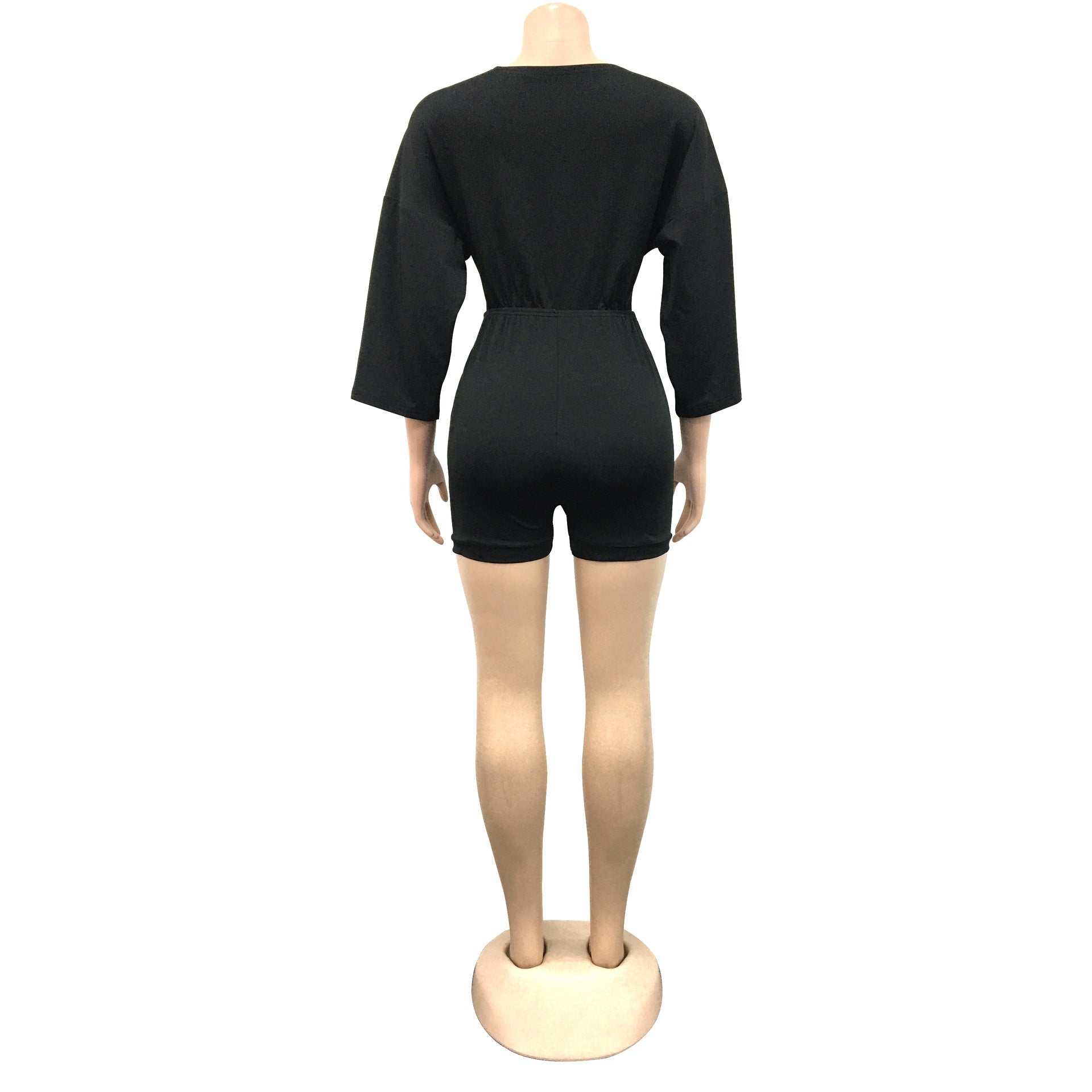 Fashion Women's Solid Color Shorts Half-Sleeve Rompers 19