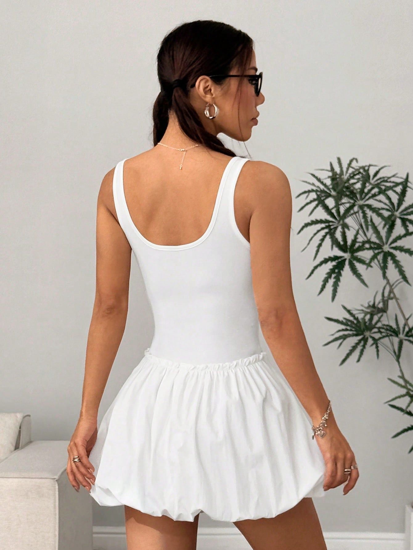 Women French Holidays Bow Lace V Neck Strap Dress 4