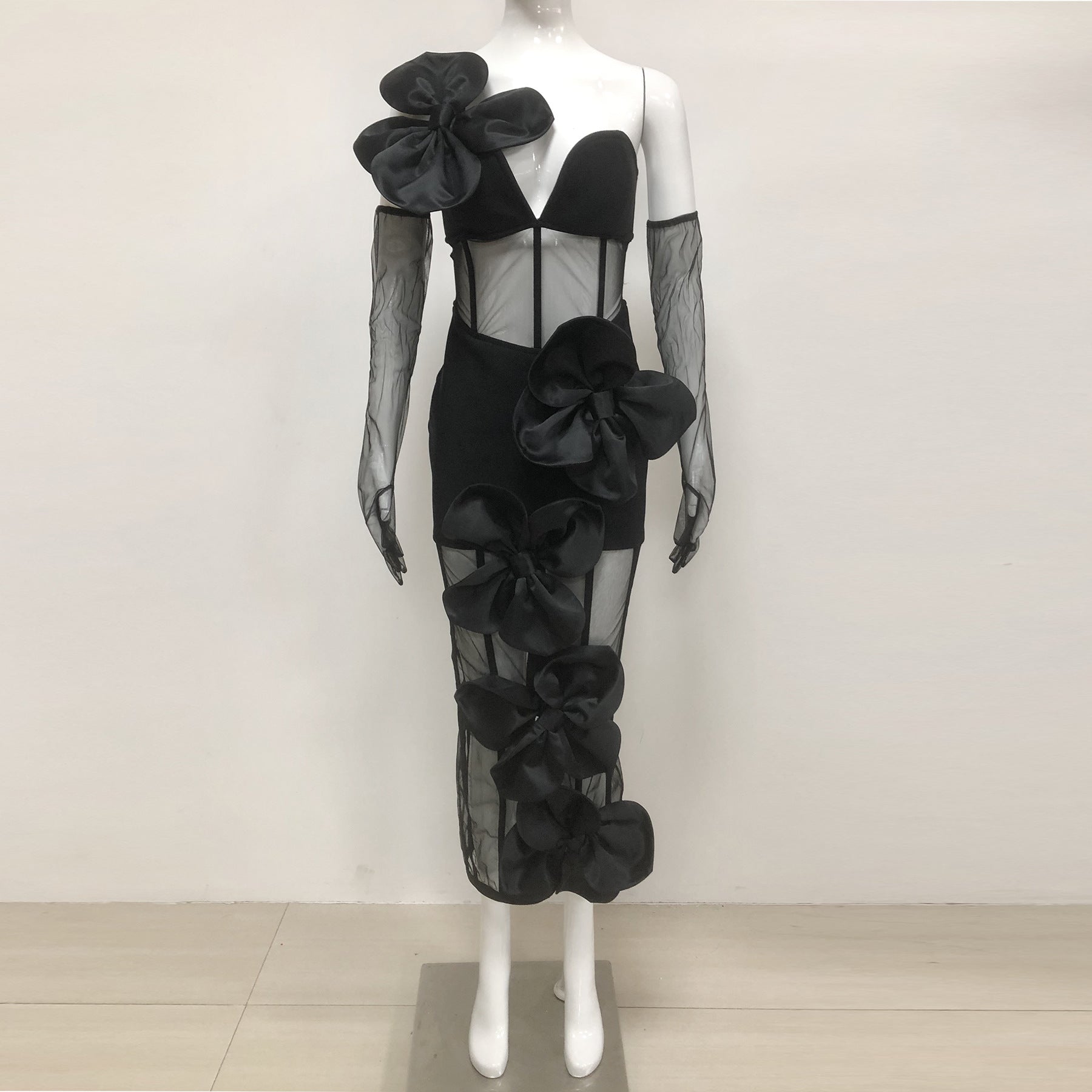 Women Spring Summer Sexy Mesh Maxi Dress 3