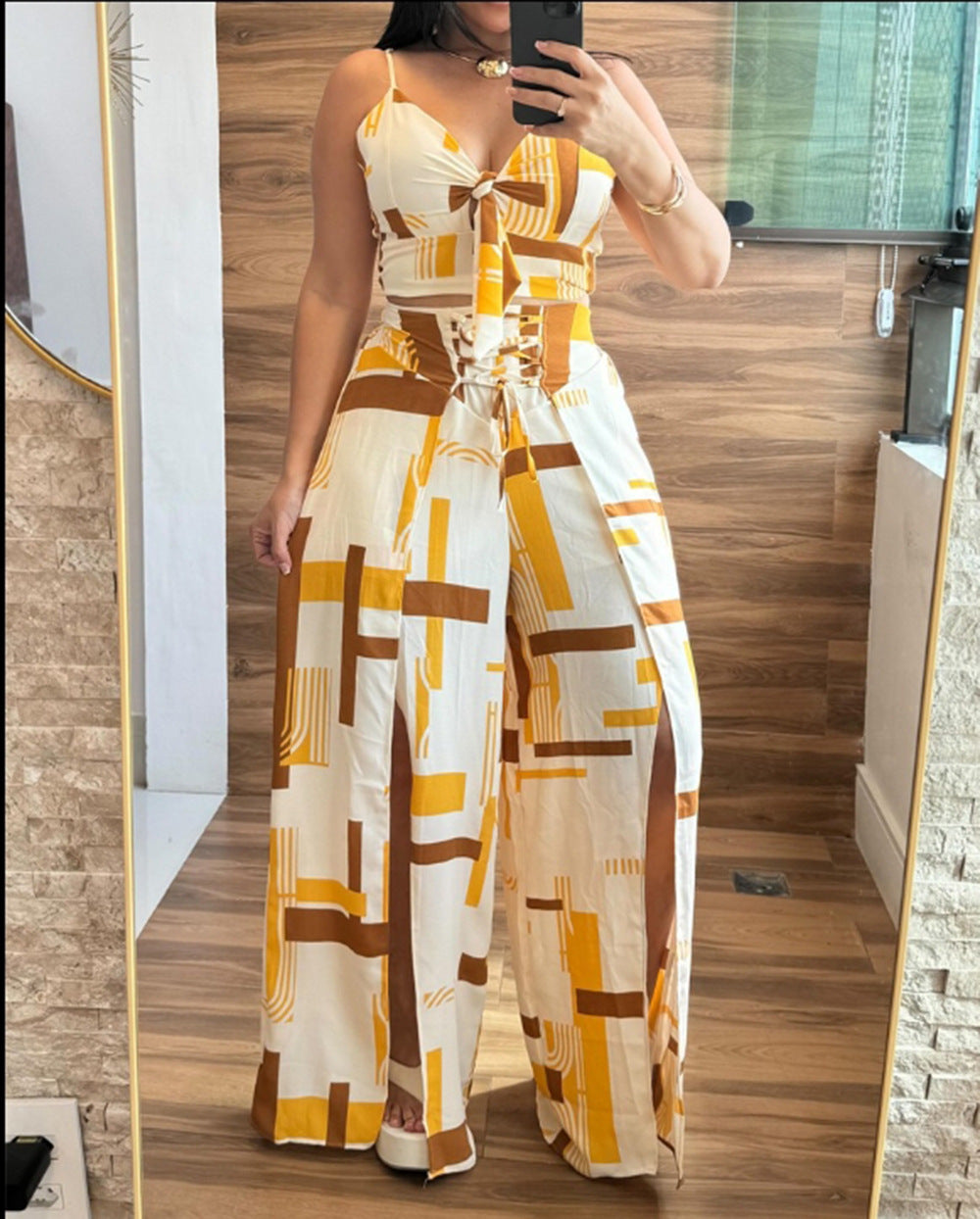 Women's fashion print Casual two-piece trousers Set 8