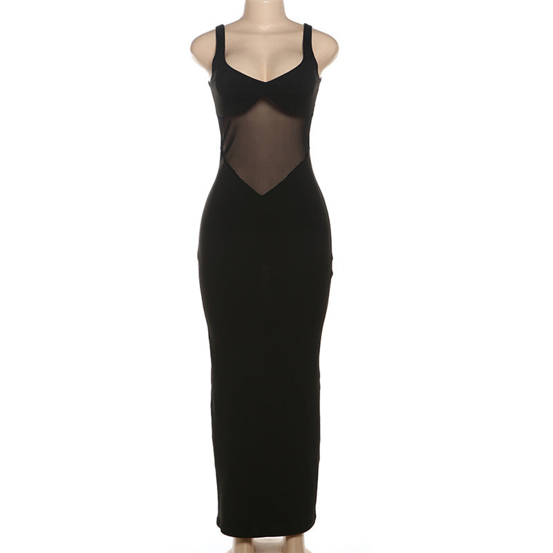 Summer Fashion Sexy Strap See-Through Slim Long Dress 7