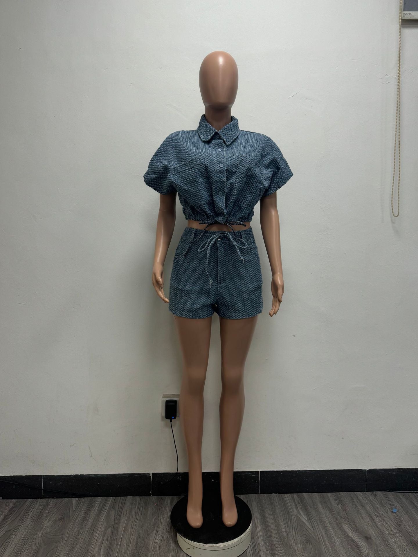 Women Summer Casual Denim Top and Shorts Two Piece Set 6