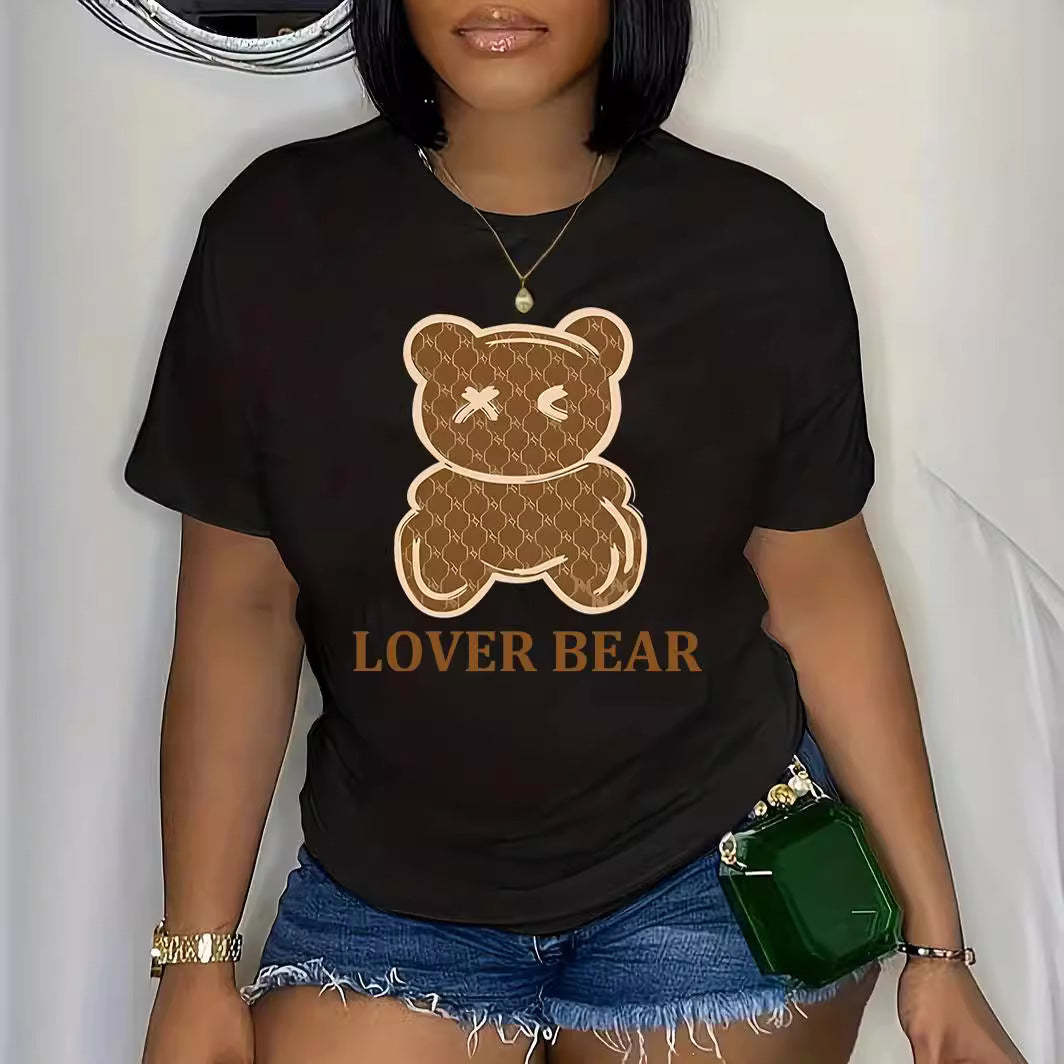 Plus Size Women's Fashion Style Trendy Printed Summer Short Sleeve T-Shirt 3