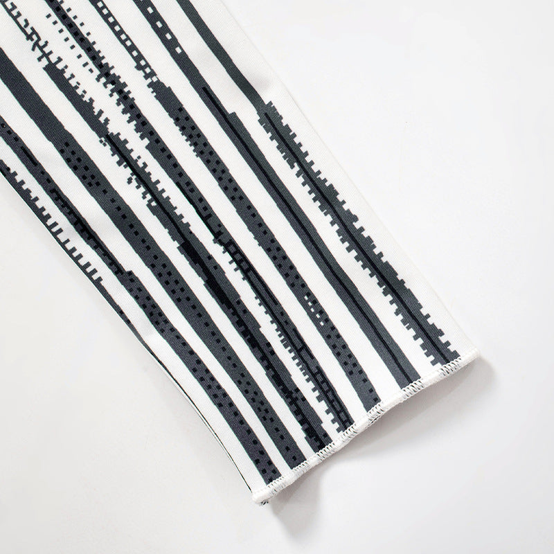 Women's Spring Casual Striped Print Long Sleeve Round Neck Dress 14