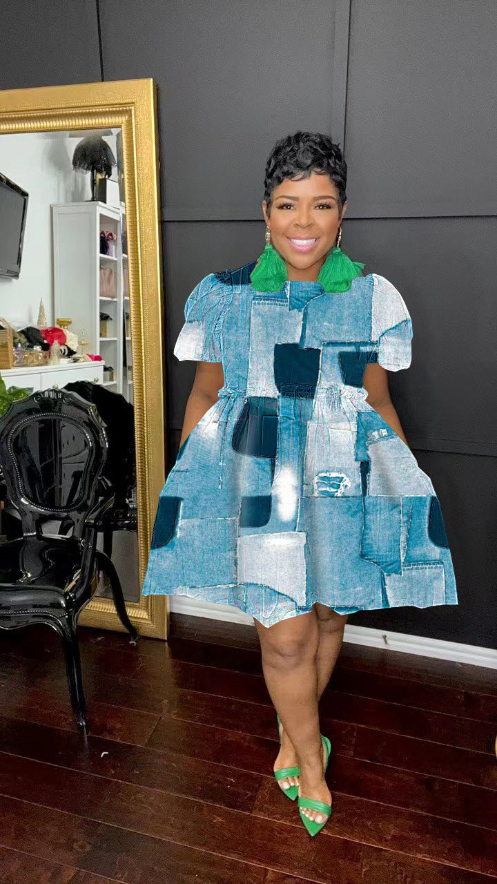 Autumn and winter women's printed front zipper dress 21