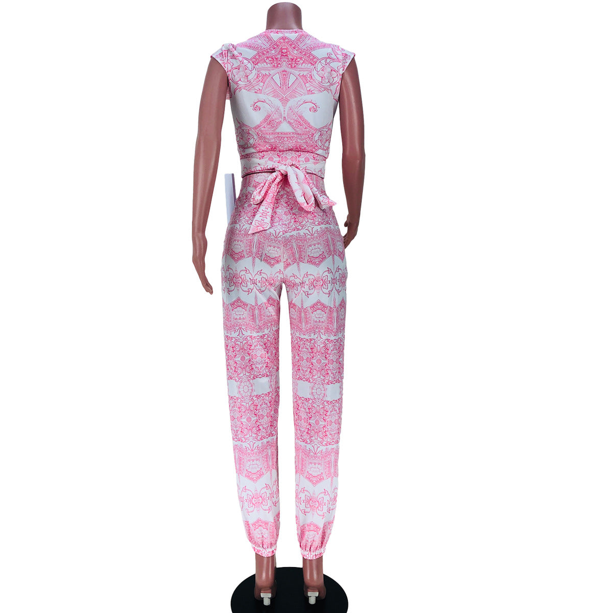 Spring/Summer Women's Printed Short Sleeve Two-Piece Pants Set 15