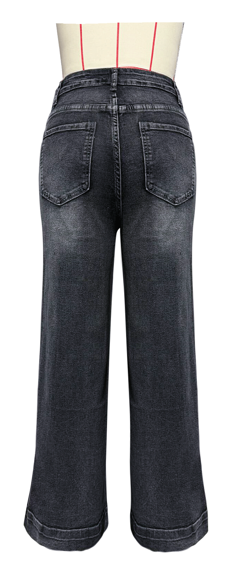 Women's spring wide leg straight high waist denim pants 18