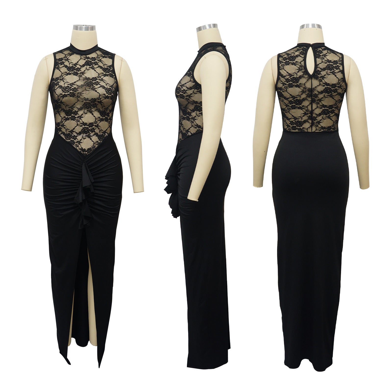 Women Sexy See-Through Lace Patchwork Mermaid Dress 14