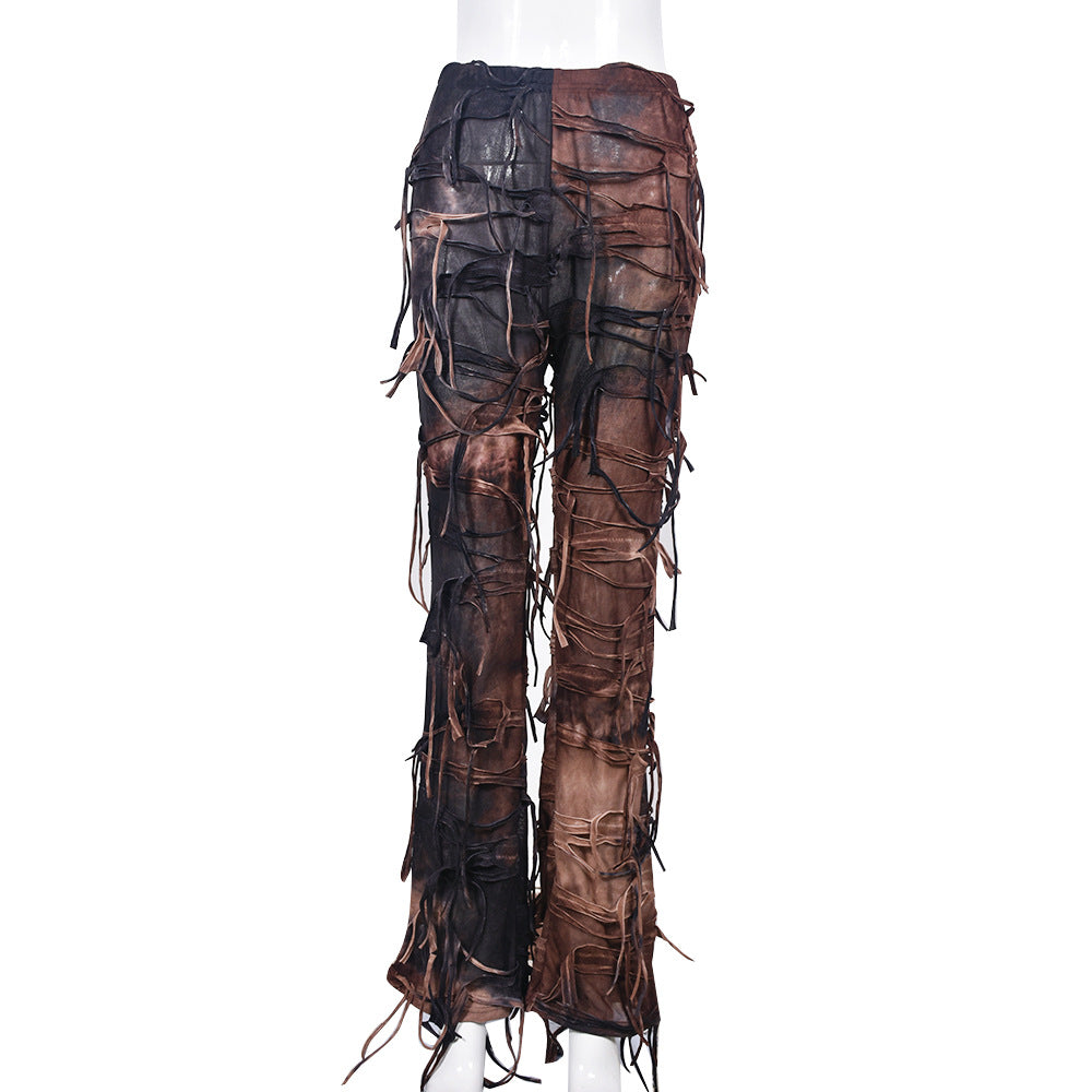 Women Style Tie Dye Tassel Casual Pants 10
