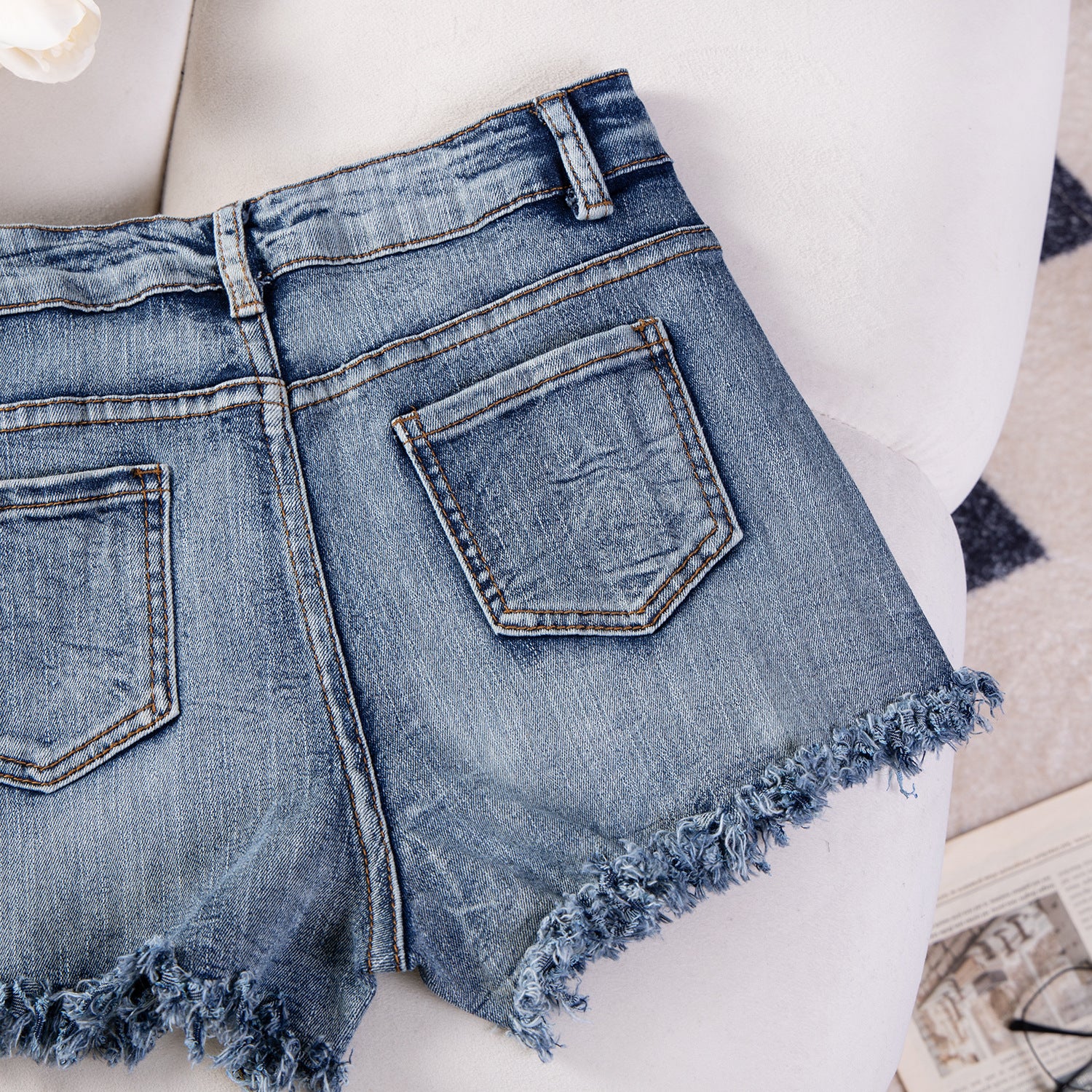 Sexy Casual High-Waist Plus Size Ripped Denim Shorts 22