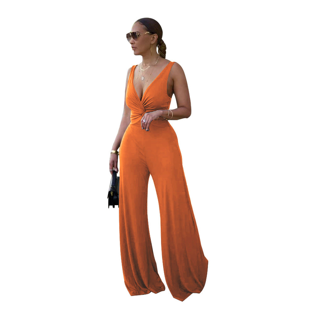 Women's Sexy Deep V Low Back Sleeveless Jumpsuit 8