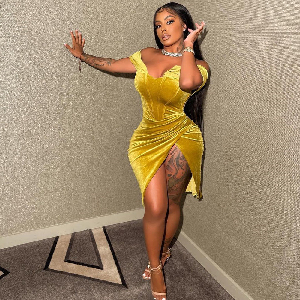 Women Sexy Off Shoulder Irregular Dress 8