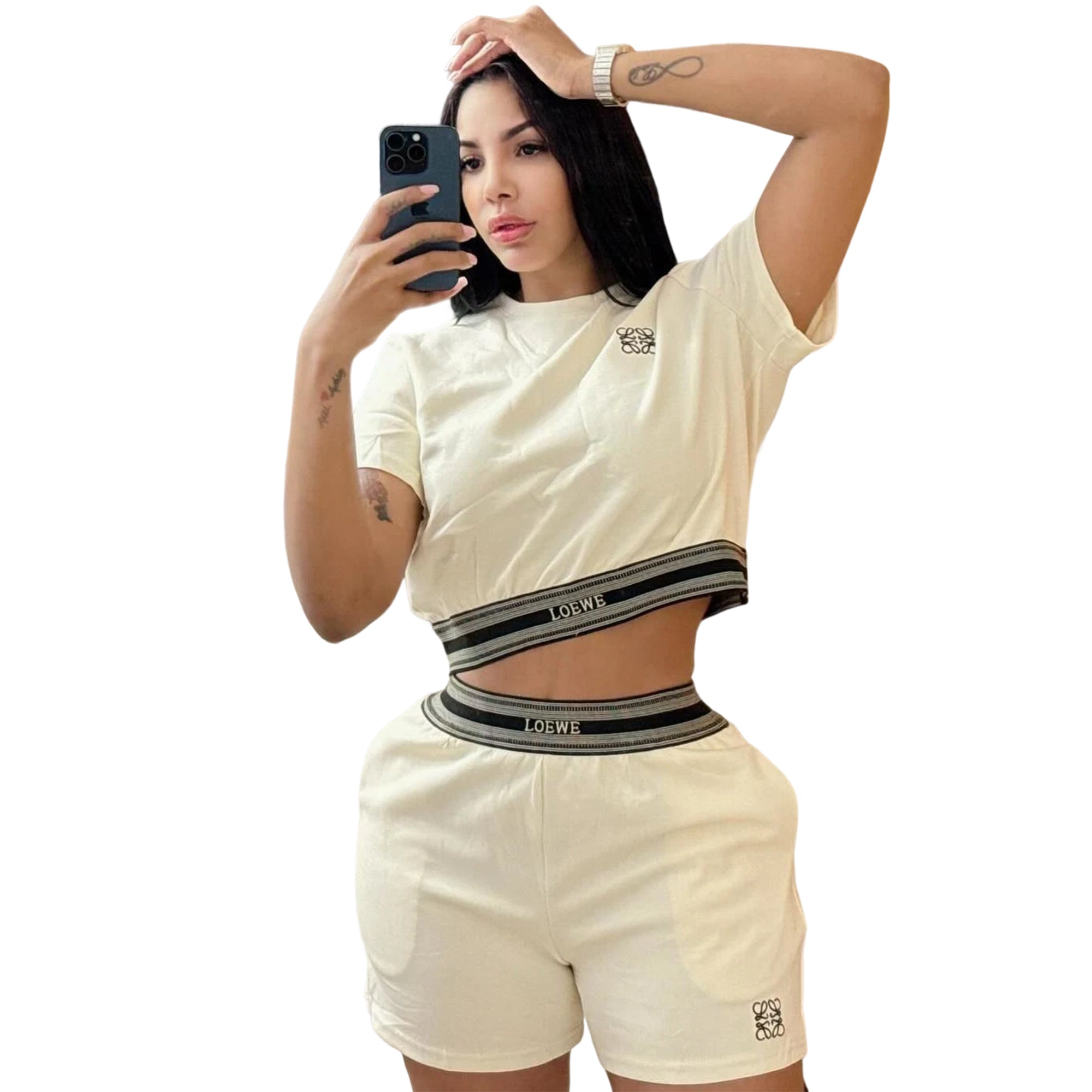 Women summer casual crop sports short-sleeved top and shorts two-piece set 3