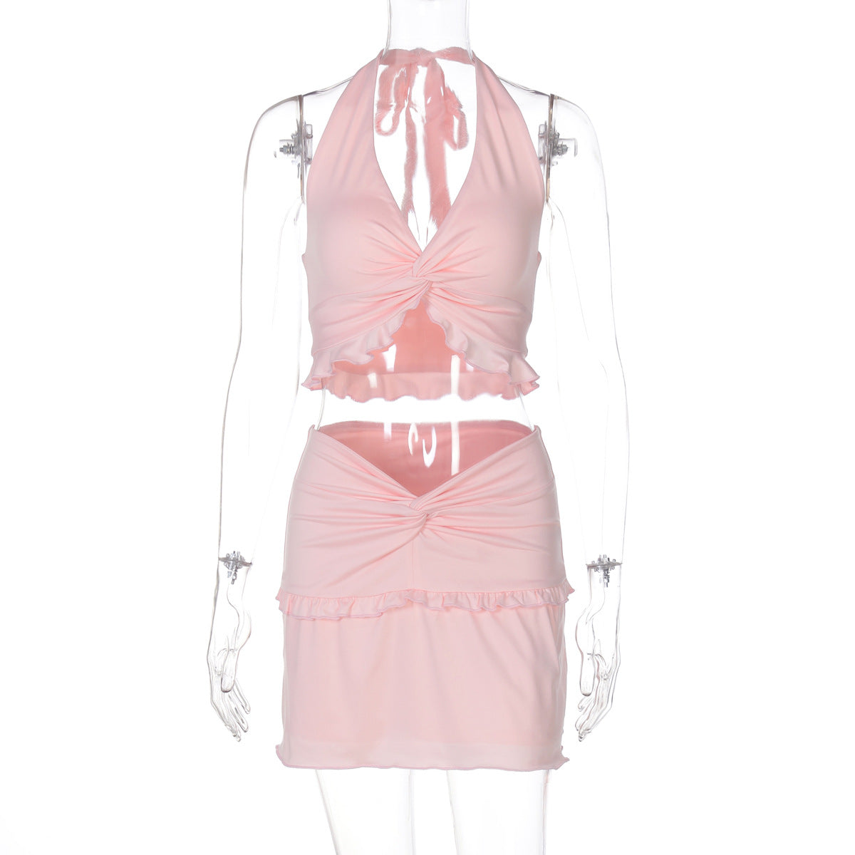 Women's Summer Sexy Knot Lace-Up Vest & Slim Skirt Set 12